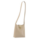 Salvatore Ferragamo Gancini Shoulder Bag Leather Beige Gold Auth 197467-1