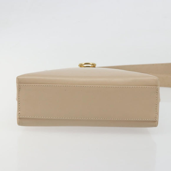 Salvatore Ferragamo Gancini Shoulder Bag Leather Beige Gold Auth 197467