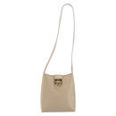 Salvatore Ferragamo Gancini Shoulder Bag Leather Beige Gold Auth 197467-13
