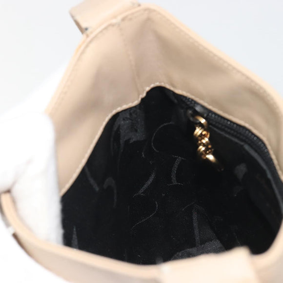 Salvatore Ferragamo Gancini Shoulder Bag Leather Beige Gold Auth 197467