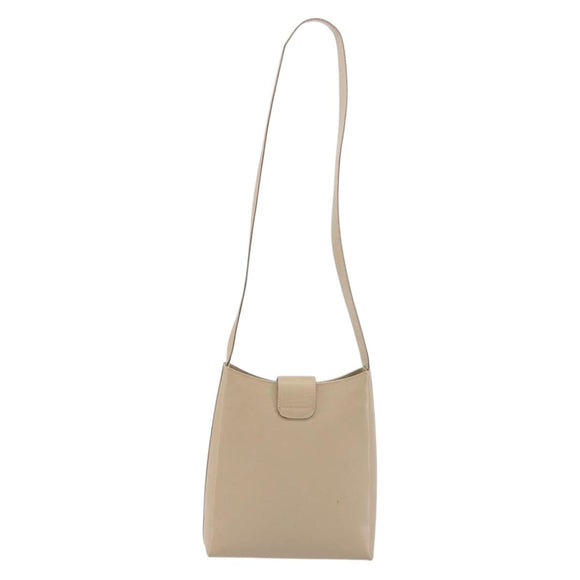 Salvatore Ferragamo Gancini Shoulder Bag Leather Beige Gold Auth 197467