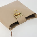 Salvatore Ferragamo Gancini Shoulder Bag Leather Beige Gold Auth 197467-7