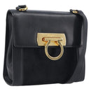 Salvatore Ferragamo Gancini Shoulder Bag Harako leather Black Gold Auth 197468A-1