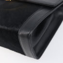 Salvatore Ferragamo Gancini Shoulder Bag Harako leather Black Gold Auth 197468A-15