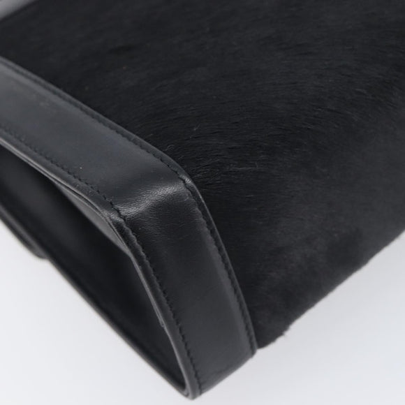 Salvatore Ferragamo Gancini Shoulder Bag Harako leather Black Gold Auth 197468A