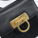 Salvatore Ferragamo Gancini Shoulder Bag Harako leather Black Gold Auth 197468A-19