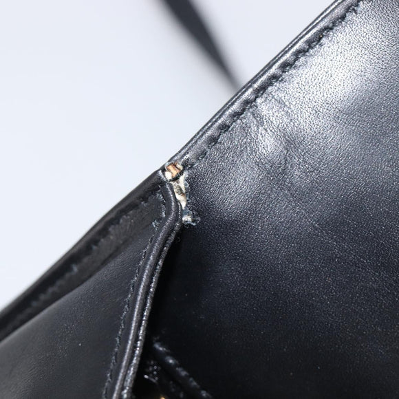 Salvatore Ferragamo Gancini Shoulder Bag Harako leather Black Gold Auth 197468A