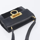 Salvatore Ferragamo Gancini Shoulder Bag Harako leather Black Gold Auth 197468A-6