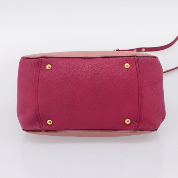Miu Miu Hand Bag Leather 2way Pink Gold Auth 197469A
