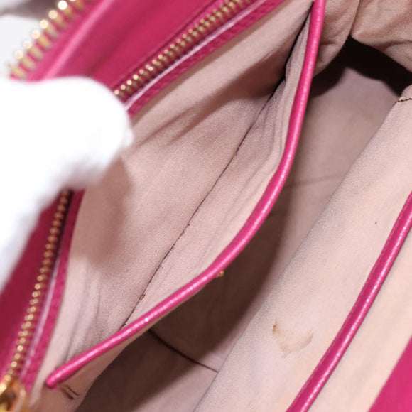 Miu Miu Hand Bag Leather 2way Pink Gold Auth 197469A