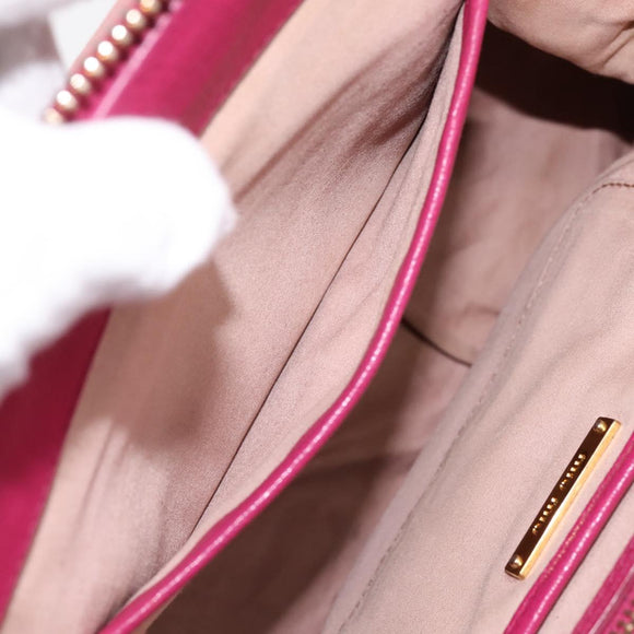 Miu Miu Hand Bag Leather 2way Pink Gold Auth 197469A