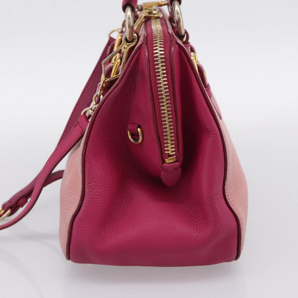 Miu Miu Hand Bag Leather 2way Pink Gold Auth 197469A