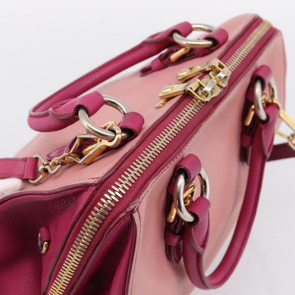 Miu Miu Hand Bag Leather 2way Pink Gold Auth 197469A