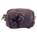 PRADA Shoulder Bag Leather Purple Gold Auth 197470-1