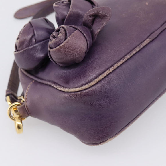 PRADA Shoulder Bag Leather Purple Gold Auth 197470