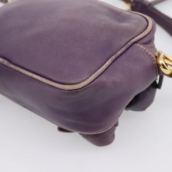 PRADA Shoulder Bag Leather Purple Gold Auth 197470