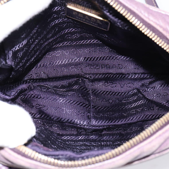 PRADA Shoulder Bag Leather Purple Gold Auth 197470