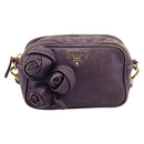 PRADA Shoulder Bag Leather Purple Gold Auth 197470-2