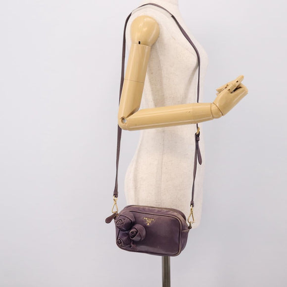 PRADA Shoulder Bag Leather Purple Gold Auth 197470