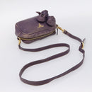 PRADA Shoulder Bag Leather Purple Gold Auth 197470-7