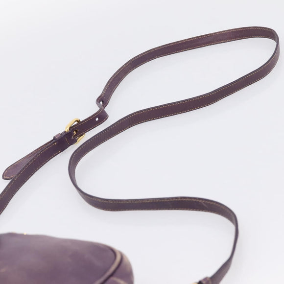 PRADA Shoulder Bag Leather Purple Gold Auth 197470