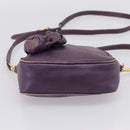 PRADA Shoulder Bag Leather Purple Gold Auth 197470-9
