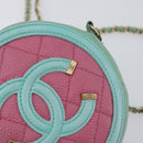 CHANEL Chain CC Filigree Matelasse Bag Caviar Skin Pink Gold CC Auth 197471A-9