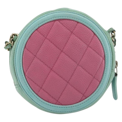 CHANEL Chain CC Filigree Matelasse Bag Caviar Skin Pink Gold CC Auth 197471A - 0
