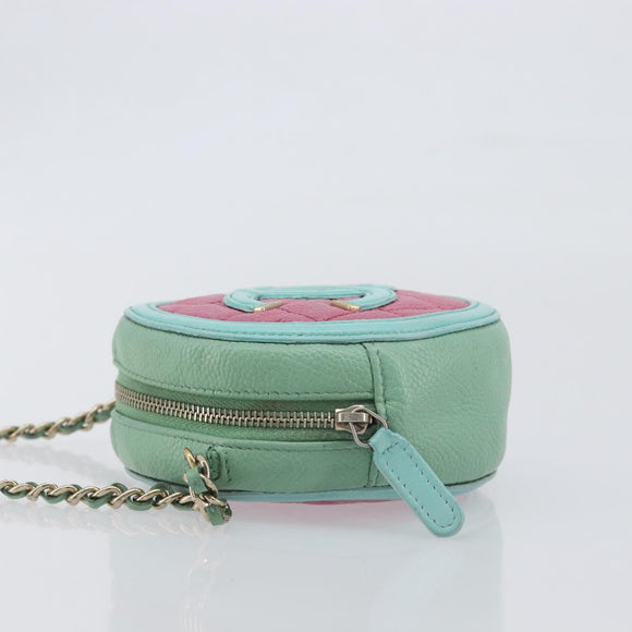 CHANEL Chain CC Filigree Matelasse Bag Caviar Skin Pink Gold CC Auth 197471A