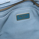 PRADA Hand Bag Straw 2way Light Blue Gold Auth 197472A-21