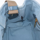 PRADA Hand Bag Straw 2way Light Blue Gold Auth 197472A-23