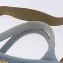PRADA Hand Bag Straw 2way Light Blue Gold Auth 197472A-14