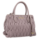 Miu Miu Matelasse Hand Bag Leather 2way Gray Gold Auth 197475A-1