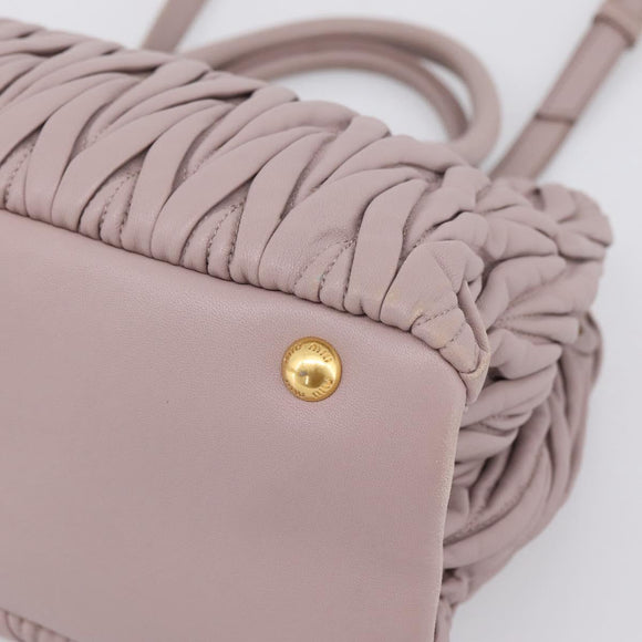 Miu Miu Matelasse Hand Bag Leather 2way Gray Gold Auth 197475A