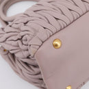 Miu Miu Matelasse Hand Bag Leather 2way Gray Gold Auth 197475A-16