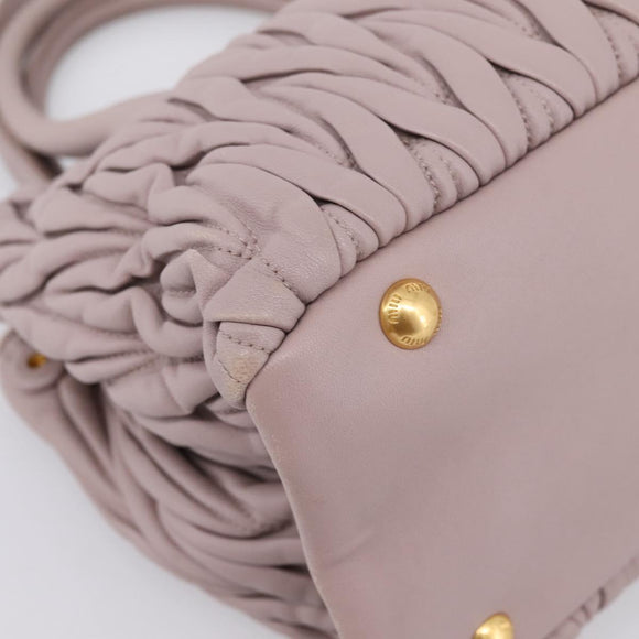 Miu Miu Matelasse Hand Bag Leather 2way Gray Gold Auth 197475A
