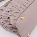 Miu Miu Matelasse Hand Bag Leather 2way Gray Gold Auth 197475A-10