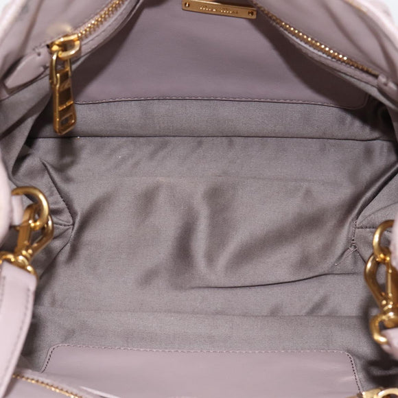 Miu Miu Matelasse Hand Bag Leather 2way Gray Gold Auth 197475A
