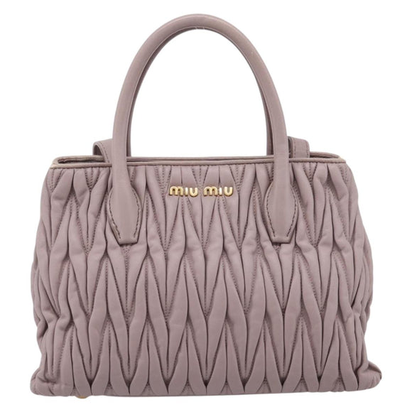 Miu Miu Matelasse Hand Bag Leather 2way Gray Gold Auth 197475A