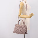 Miu Miu Matelasse Hand Bag Leather 2way Gray Gold Auth 197475A-27