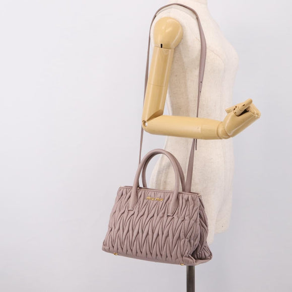 Miu Miu Matelasse Hand Bag Leather 2way Gray Gold Auth 197475A