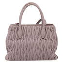 Miu Miu Matelasse Hand Bag Leather 2way Gray Gold Auth 197475A-2