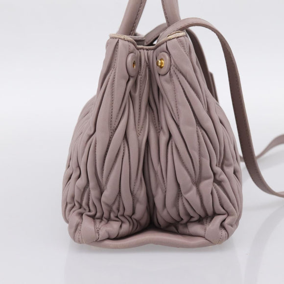 Miu Miu Matelasse Hand Bag Leather 2way Gray Gold Auth 197475A