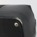 GUCCI Web Sherry Line Boston Bag Leather Black Gold Auth 197480-10