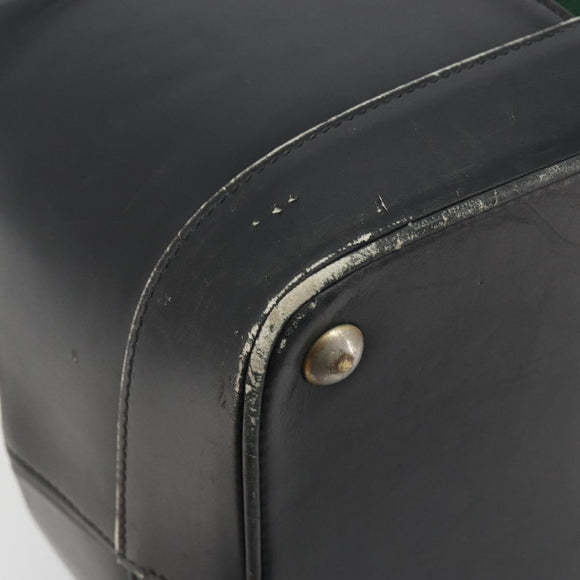 GUCCI Web Sherry Line Boston Bag Leather Black Gold Auth 197480