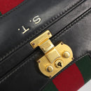 GUCCI Web Sherry Line Boston Bag Leather Black Gold Auth 197480-15