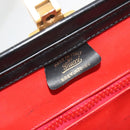 GUCCI Web Sherry Line Boston Bag Leather Black Gold Auth 197480-17