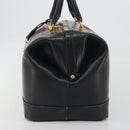 GUCCI Web Sherry Line Boston Bag Leather Black Gold Auth 197480-4