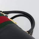 GUCCI Web Sherry Line Boston Bag Leather Black Gold Auth 197480-8