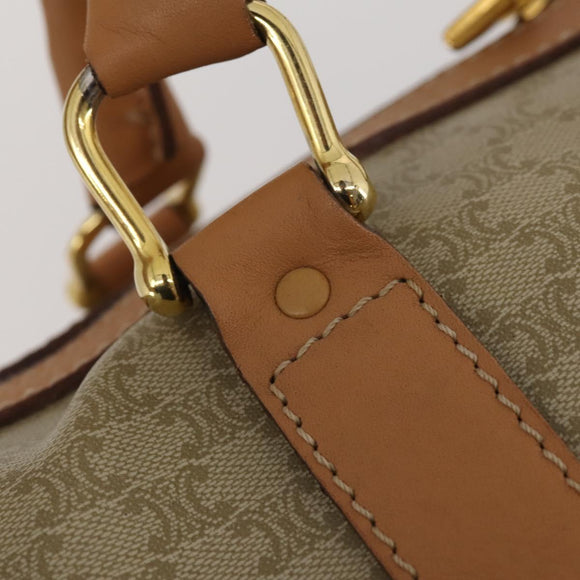 CELINE Macadam Canvas Boston Bag PVC Beige Gold Auth 197482A